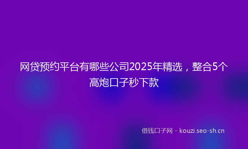 网贷预约平台有哪些公司2025年精选，整合5个高炮口子秒下款