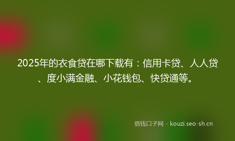2025年的衣食贷在哪下载有：信用卡贷、人人贷、度小满金融、小花钱包、快贷通等。