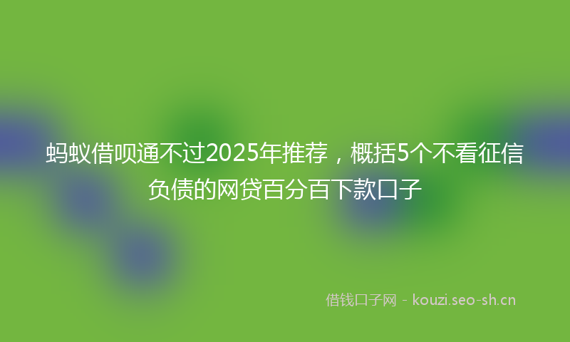 蚂蚁借呗通不过2025年推荐,概括5个不看征信负债的网贷百分百下款口子