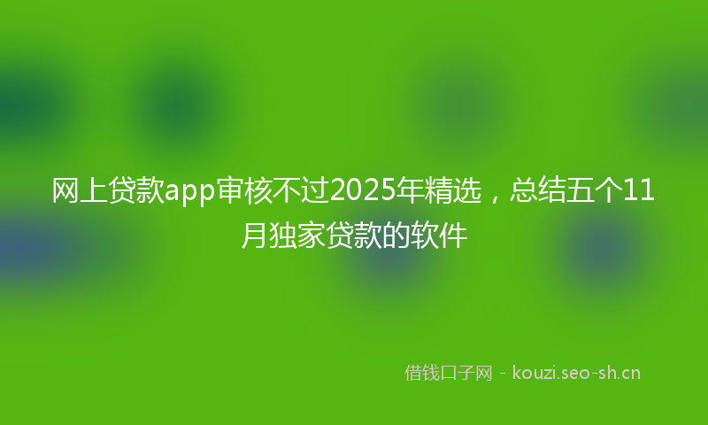 网上贷款app审核不过2025年精选，总结五个11月独家贷款的软件