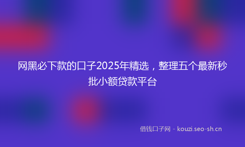 网黑必下款的口子2025年精选，整理五个最新秒批小额贷款平台