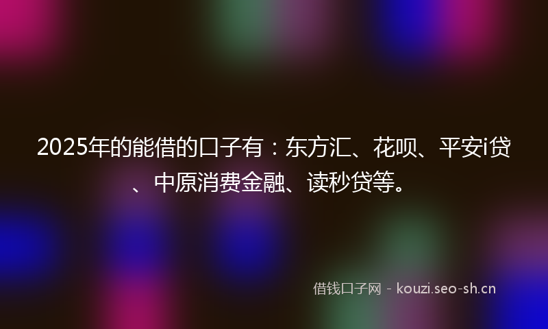 2025年的能借的口子有：东方汇、花呗、平安i贷、中原消费金融、读秒贷等。