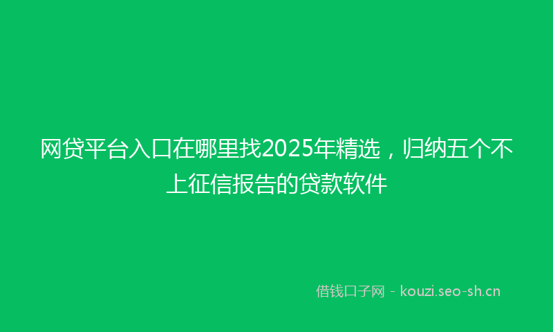 网贷平台入口在哪里找2025年精选，归纳五个不上征信报告的贷款软件