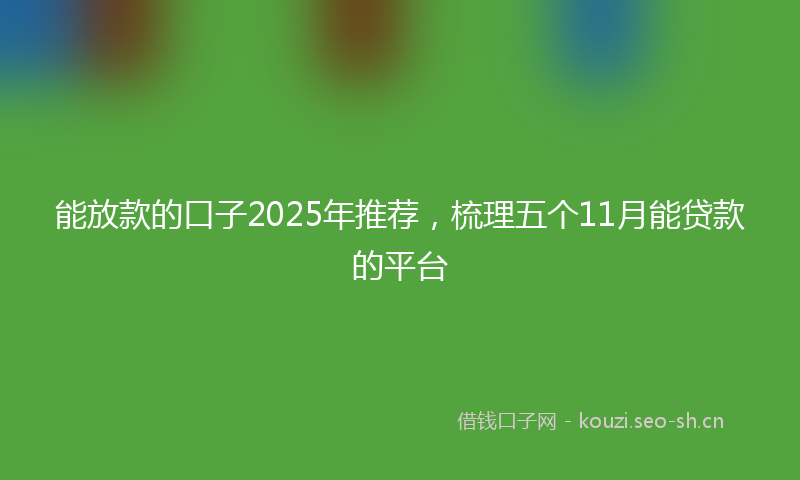能放款的口子2025年推荐，梳理五个11月能贷款的平台