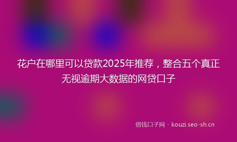 花户在哪里可以贷款2025年推荐，整合五个真正无视逾期大数据的网贷口子