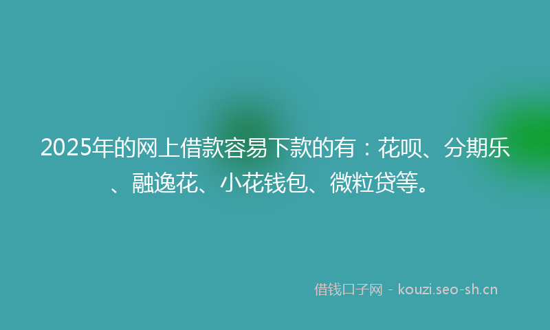 2025年的网上借款容易下款的有:花呗、分期乐、融逸花、小花钱包、微粒贷等。