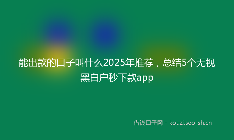 能出款的口子叫什么2025年推荐，总结5个无视黑白户秒下款app