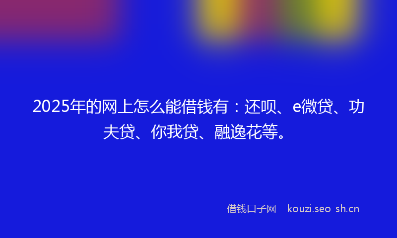 2025年的网上怎么能借钱有:还呗、e微贷、功夫贷、你我贷、融逸花等。