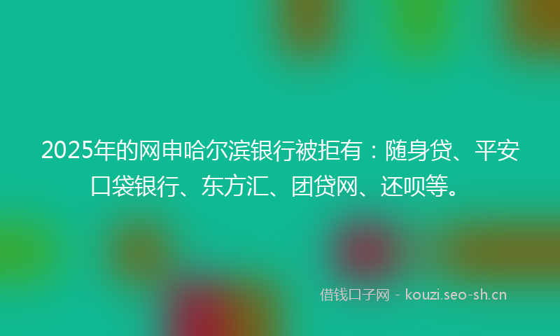 2025年的网申哈尔滨银行被拒有：随身贷、平安口袋银行、东方汇、团贷网、还呗等。