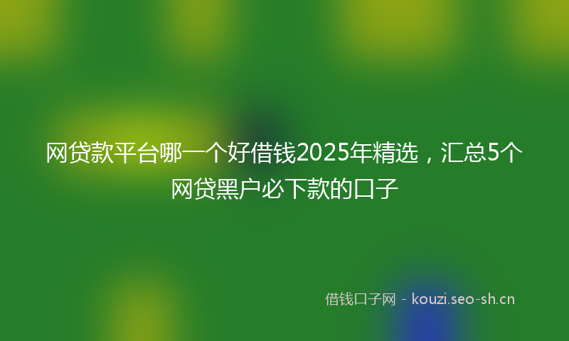 网贷款平台哪一个好借钱2025年精选，汇总5个网贷黑户必下款的口子