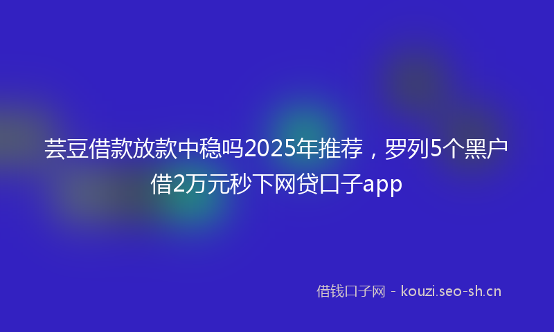 芸豆借款放款中稳吗2025年推荐，罗列5个黑户借2万元秒下网贷口子app