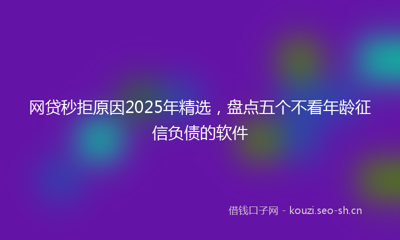 网贷秒拒原因2025年精选，盘点五个不看年龄征信负债的软件