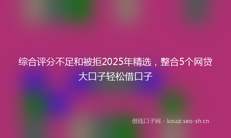 综合评分不足和被拒2025年精选，整合5个网贷大口子轻松借口子