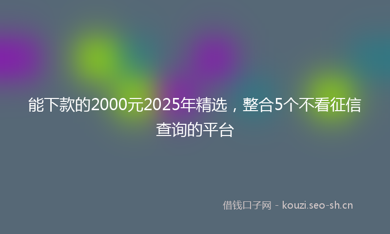 能下款的2000元2025年精选，整合5个不看征信查询的平台