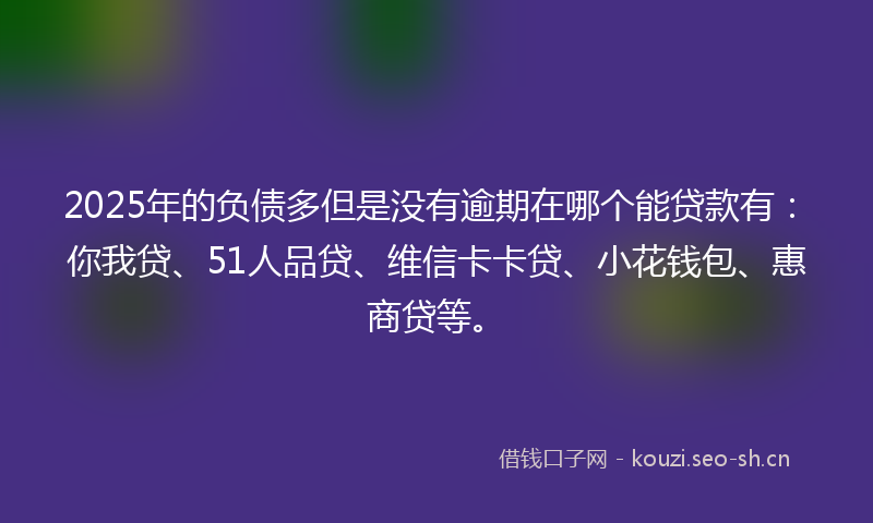 2025年的负债多但是没有逾期在哪个能贷款有：你我贷、51人品贷、维信卡卡贷、小花钱包、惠商贷等。