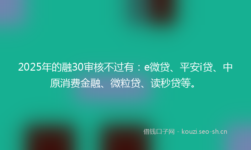 2025年的融30审核不过有：e微贷、平安i贷、中原消费金融、微粒贷、读秒贷等。