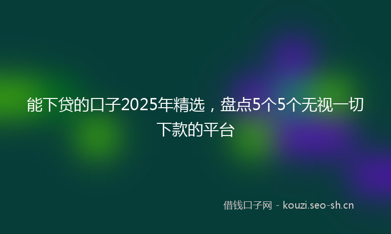 能下贷的口子2025年精选，盘点5个5个无视一切下款的平台