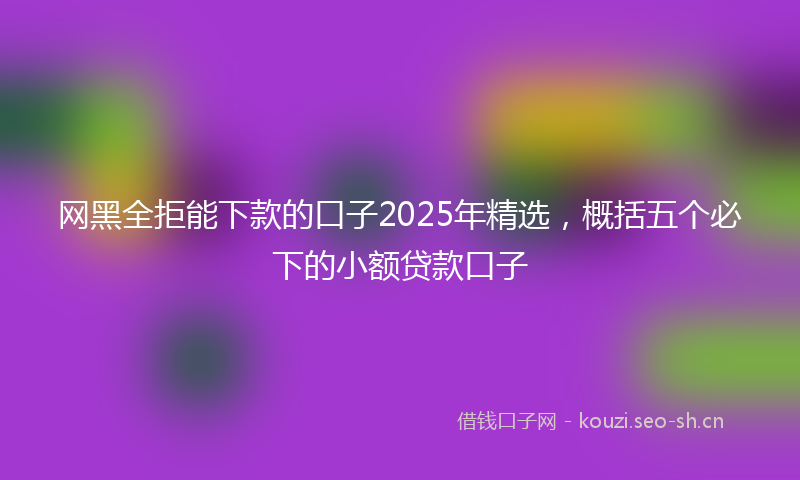 网黑全拒能下款的口子2025年精选，概括五个必下的小额贷款口子