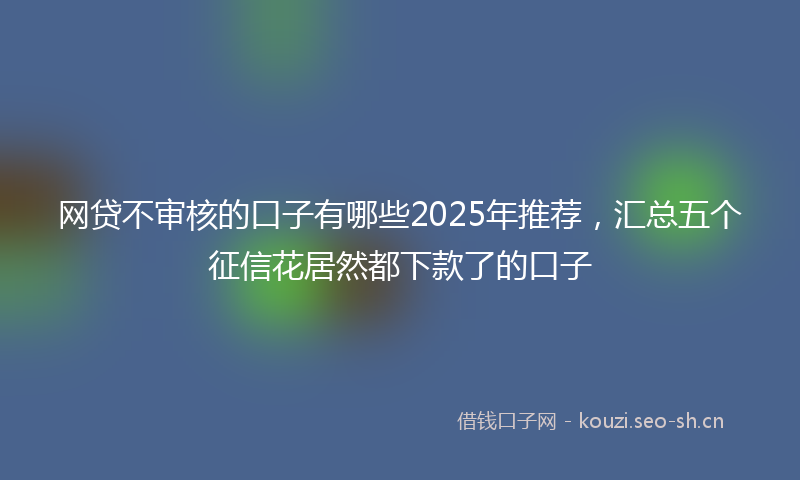 网贷不审核的口子有哪些2025年推荐，汇总五个征信花居然都下款了的口子