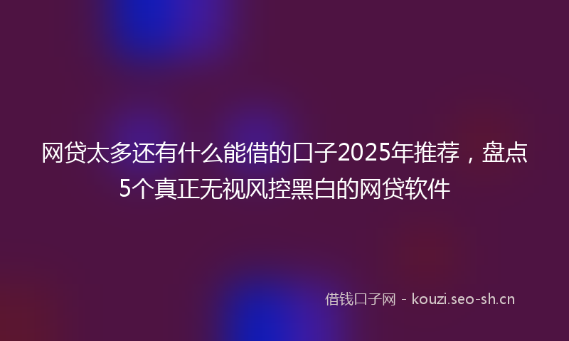 网贷太多还有什么能借的口子2025年推荐，盘点5个真正无视风控黑白的网贷软件