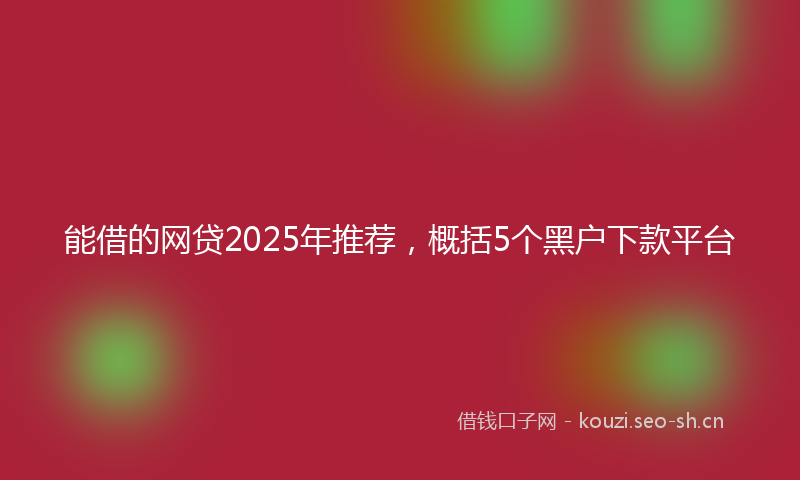 能借的网贷2025年推荐，概括5个黑户下款平台