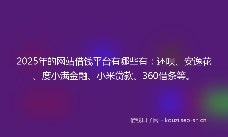 2025年的网站借钱平台有哪些有：还呗、安逸花、度小满金融、小米贷款、360借条等。