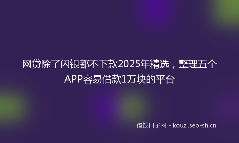 网贷除了闪银都不下款2025年精选，整理五个APP容易借款1万块的平台