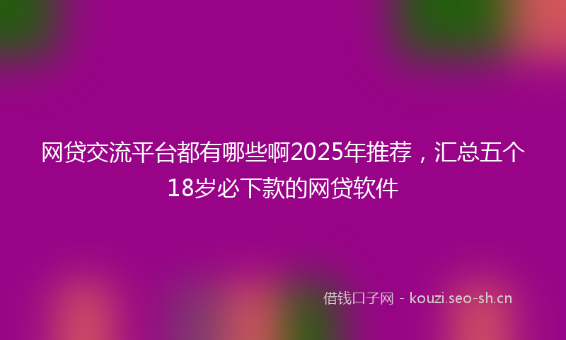 网贷交流平台都有哪些啊2025年推荐，汇总五个18岁必下款的网贷软件