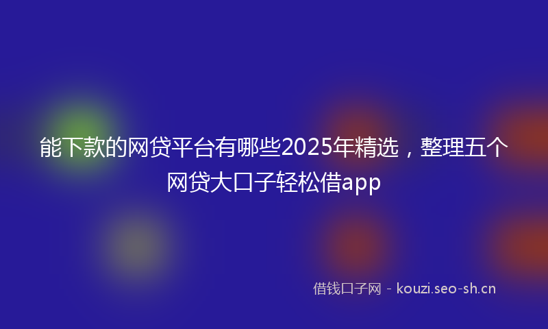 能下款的网贷平台有哪些2025年精选，整理五个网贷大口子轻松借app