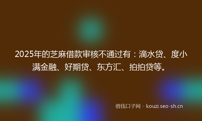 2025年的芝麻借款审核不通过有：滴水贷、度小满金融、好期贷、东方汇、拍拍贷等。