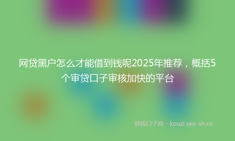 网贷黑户怎么才能借到钱呢2025年推荐，概括5个审贷口子审核加快的平台