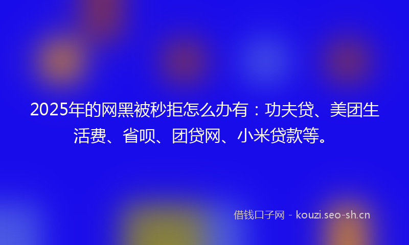 2025年的网黑被秒拒怎么办有：功夫贷、美团生活费、省呗、团贷网、小米贷款等。