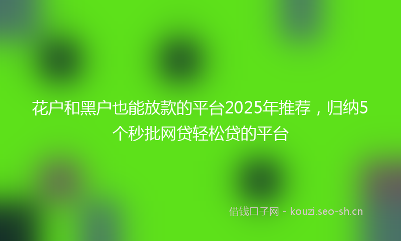 花户和黑户也能放款的平台2025年推荐，归纳5个秒批网贷轻松贷的平台