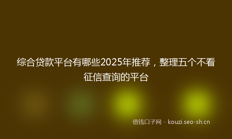 综合贷款平台有哪些2025年推荐，整理五个不看征信查询的平台