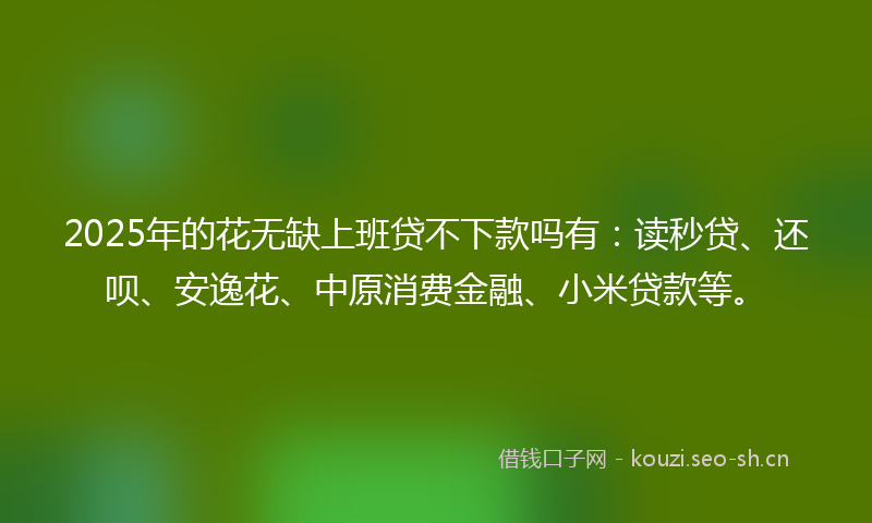 2025年的花无缺上班贷不下款吗有：读秒贷、还呗、安逸花、中原消费金融、小米贷款等。