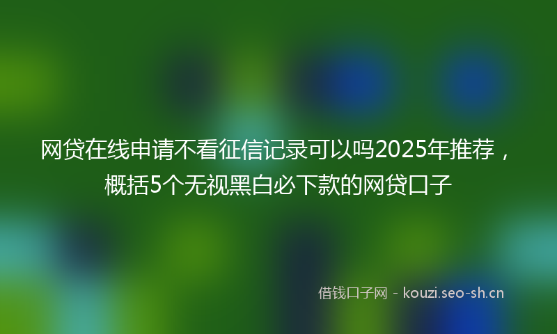 网贷在线申请不看征信记录可以吗2025年推荐，概括5个无视黑白必下款的网贷口子