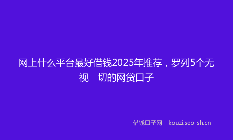网上什么平台最好借钱2025年推荐，罗列5个无视一切的网贷口子