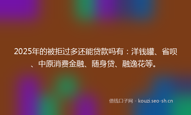 2025年的被拒过多还能贷款吗有：洋钱罐、省呗、中原消费金融、随身贷、融逸花等。