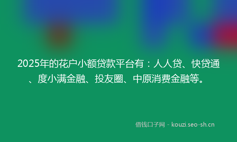 2025年的花户小额贷款平台有：人人贷、快贷通、度小满金融、投友圈、中原消费金融等。
