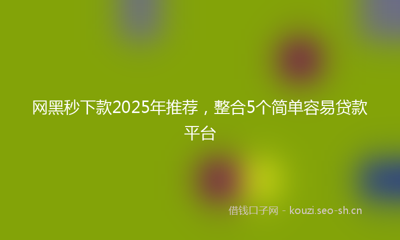 网黑秒下款2025年推荐，整合5个简单容易贷款平台