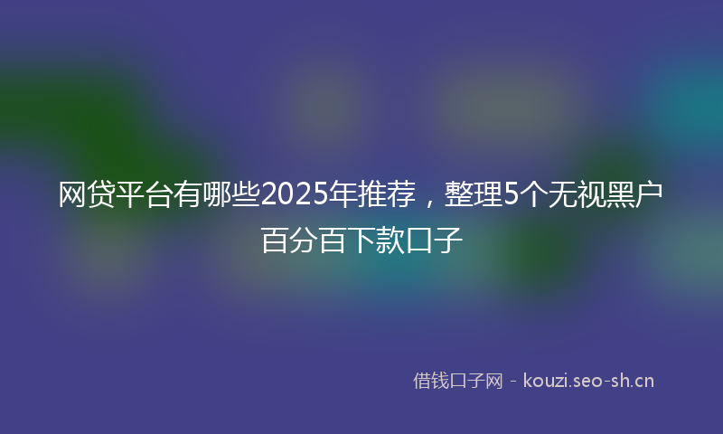 网贷平台有哪些2025年推荐,整理5个无视黑户百分百下款口子