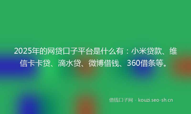 2025年的网贷口子平台是什么有：小米贷款、维信卡卡贷、滴水贷、微博借钱、360借条等。