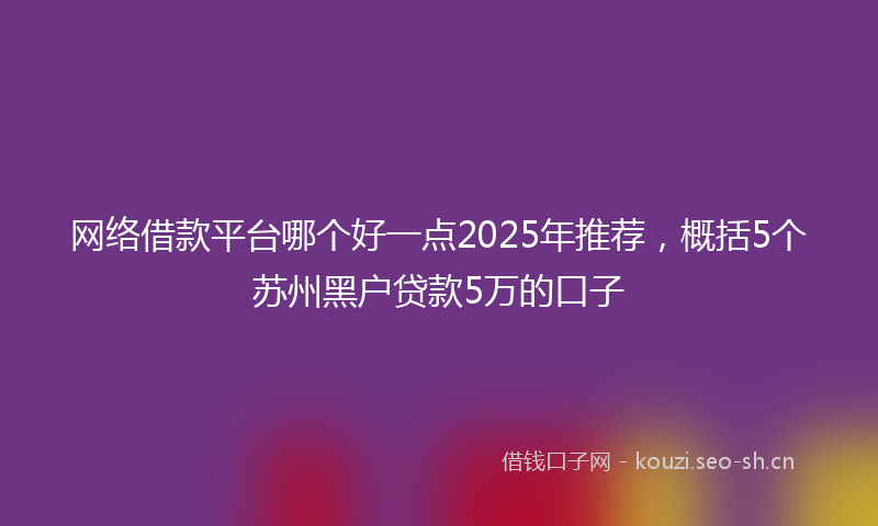 网络借款平台哪个好一点2025年推荐，概括5个苏州黑户贷款5万的口子