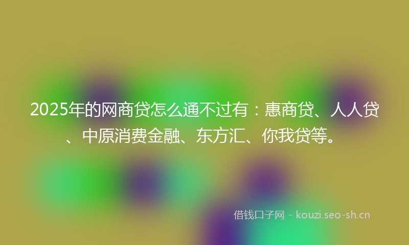 2025年的网商贷怎么通不过有：惠商贷、人人贷、中原消费金融、东方汇、你我贷等。