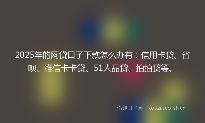 2025年的网贷口子下款怎么办有：信用卡贷、省呗、维信卡卡贷、51人品贷、拍拍贷等。