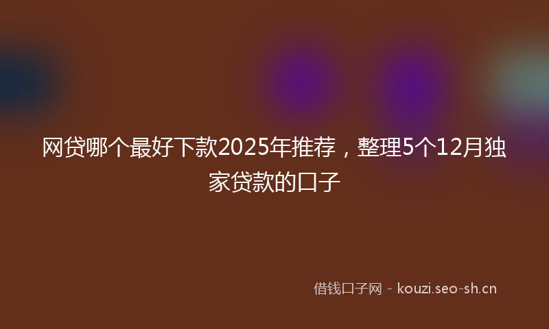 网贷哪个最好下款2025年推荐，整理5个12月独家贷款的口子
