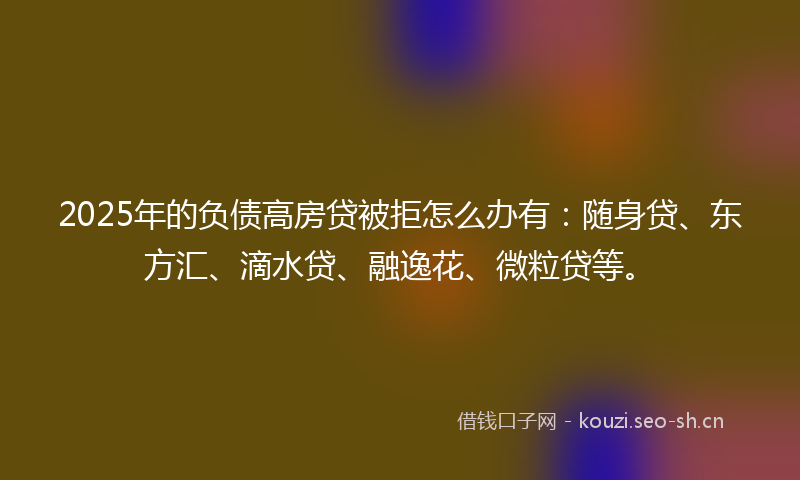 2025年的负债高房贷被拒怎么办有：随身贷、东方汇、滴水贷、融逸花、微粒贷等。