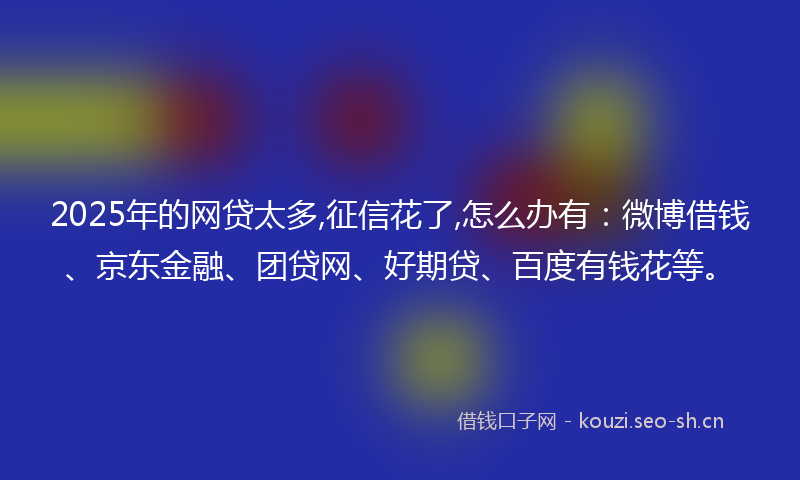 2025年的网贷太多,征信花了,怎么办有：微博借钱、京东金融、团贷网、好期贷、百度有钱花等。