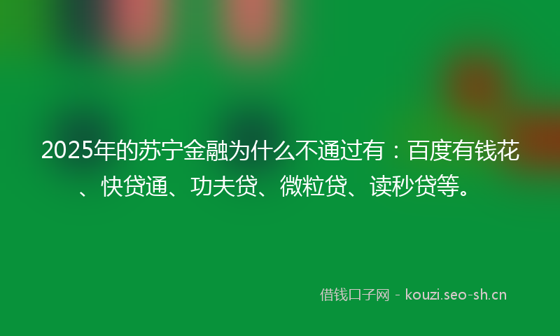 2025年的苏宁金融为什么不通过有：百度有钱花、快贷通、功夫贷、微粒贷、读秒贷等。