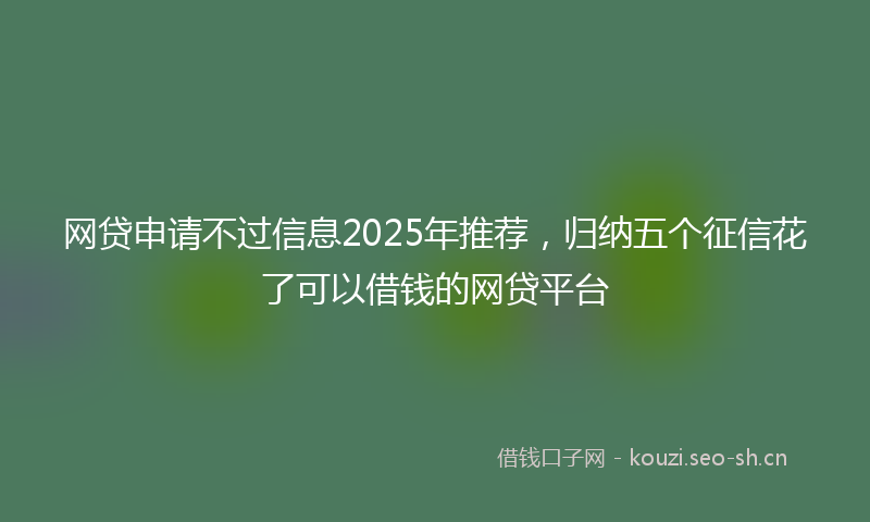 网贷申请不过信息2025年推荐，归纳五个征信花了可以借钱的网贷平台